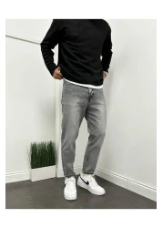 Oliggopol Men's Anthracite Boyfriend Comfortable Fit Jeans