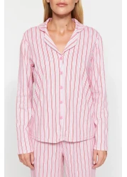  Collection 100% Cotton Pink Striped Shirt and Pants Sleepwear Set - THMAW24PT00144