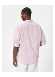 Koton Long Sleeve Linen Look Shirt - Sleeve Detail and Buttons