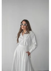 Swass تنورة بوبلين بجيب واسع