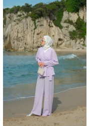 LOCCO Women's Seersucker Suit Lilac