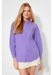  Collection Light Purple Single Pocket Boyfriend/Wide Fit Cotton Woven Shirt TWOAW20GO0115