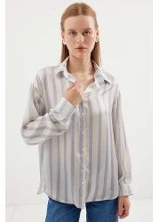 Bigdart 3964 Model - Light and Flowy Satin Shirt, F.Gray