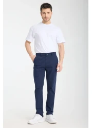  Collection Navy Blue Regular Fit Basic Chino Flexible Gabardine Pants Tmnss25Pl00019
