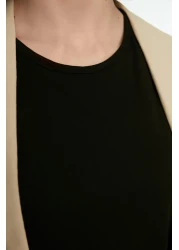  Modest فستان أسود بدون أكمام ببطانة طويلة TCTSS21UK0034