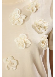  Collection تي شيرت إكسسوار قطن 100% بتفاصيل زهور - TWOSS25TS00026