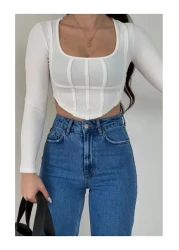 kotmodası بنطال جينز كريستيان 90's بالازو باللون الأزرق المتوسط فضفاض الساق عالي الخصر