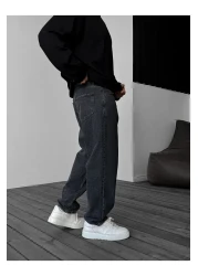 BYBASICMAN أنثراسايت مغسول فضفاض جان Dp-ke