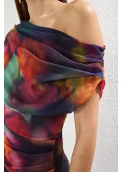  Collection فستان سهرة أنيق متعدد الألوان من التول المحبوك فستان التخرج الليلي TPRSS25EL00015