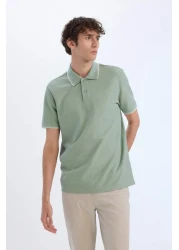 Defacto تي شيرت بولو ذو قصة عادية وأكمام قصيرة وياقة وافل D7932ax25sp