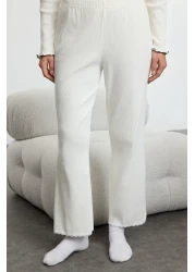  Collection White Cotton Lace and Ribbon/Bow Detail Ribbed Knitted Pajamas Set Thmaw25Pt00206