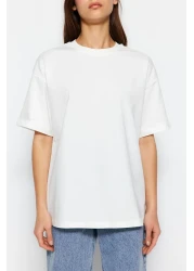  Collection تيشيرت محبوك من القطن 100% بريميوم إكرو مطبوع مريح/واسع ومريح TWOSS23TS00374