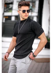 Madmext Men's Black T-Shirt 5684