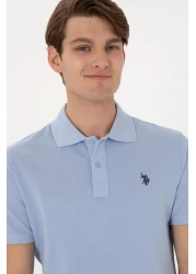 U.S. Polo Assn. US Polo Assn. تي شيرت رجالي بقصة ضيقة باللون الأزرق الفاتح - GTP04IY024 DMLS