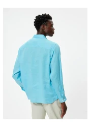 Koton Long Sleeve Linen Shirt - Classic Collar and Buttons