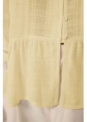  Collection أكمام قطنية صفراء مع أكمام من القماش ذو المقاس العادي