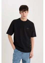 Defacto Boxy Fit Crew Neck Printed Short Sleeve Heavy Fabric T-Shirt D5507Ax25Sp