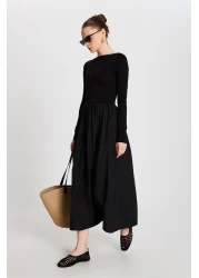 minaaise فستان نسائي محبوك ومنسوج باللون الأسود 29155