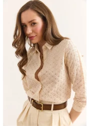 Olalook قميص إكرو نسائي ذو قصة عادية GML-19001332