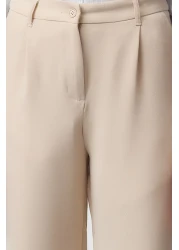  Collection بنطال قماش مطوي عالي الخصر بأرجل واسعة - TWOAW21PL0076