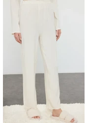  Collection Viscose Pajama Set - Ecru Ribbon, Bow and Piping Detail Thmaw25pt00032