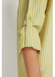  Collection قميص منسوج مخطط باللون الأخضر متعدد الألوان TBESS22GO0664