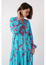 Bigdart فستان أزرق ثلجي 2423 منقوش أصلي