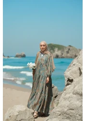 LOCCO Women's Wind Texture Patterned Dress Green