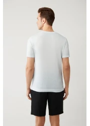 Avva Men's Light Blue Crew Neck Garment Dyed T-Shirt A41Y5074