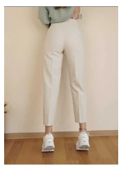 EN MODA STORE Carrot Leg Classic Stylish Women's Beige Trousers