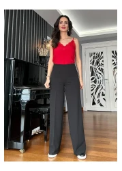 Atelier Derin بنطلون أسود عالي الخصر واسع القطع