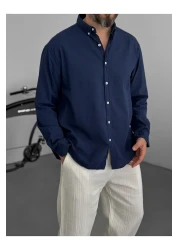 BYBASICMAN Navy Blue Fresh Fabric Basic Shirt G-5138/12