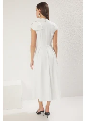  Collection White A-Line Pleated Woven Stylish Evening Dress Night Graduation Dress Tpraw25El00151