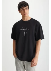 GRIMELANGE تي شيرت RAMADANP017 للرجال مصنوع من القطن بنسبة 100% برقبة دائرية ومطبوع باللون الأسود