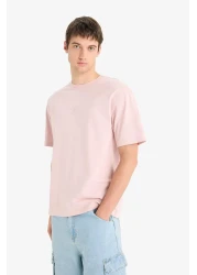 Defacto 100% Cotton Boxy Fit Crew Neck Back Printed Short Sleeve T-Shirt F5766Ax25Sm