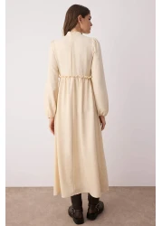  Modest فستان منسوج بتفاصيل حجرية من الجبر/الصدفية TCTAW24EB00110