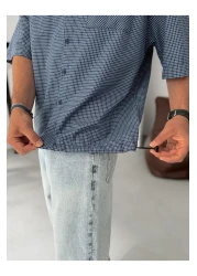 BYBASICMAN Blue Plaid Pocket Detailed Shirt Bs-002