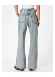 Koton بنطال جينز واسع الساق بجيب خصر قياسي - بنطال بيانكا واسع الساق