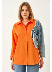 Bianco Lucci Women's Denim Piece Single Pocket Shirt 2669 60351324