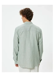Koton Long Sleeve Slim Fit Cotton Shirt - Buttoned Collar Detail