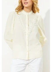  Collection Cotton Yellow Lace Detailed Shirt - Regular Fit TWOAW21GO0077