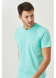 AC&Co / Altınyıldız Classics Men's TurquoiseSlimFit Crew Neck 100% CottonBasicT-shirt