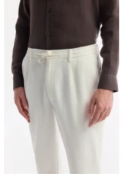 Avva بنطال تشينو رجالي من مزيج الكتان بخصر مريح ورباط علوي B003036