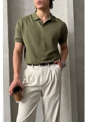 HYMAN تي شيرت تريكو بياقة بولو قطنية كبيرة الحجم للرجال