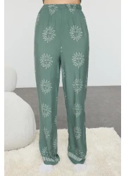  Collection Green Sun Pattern Viscose Woven Pajamas Set Thmaw25Pt00034