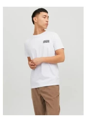 Jack & Jones Crew Neck Logo Printed T-Shirt-Corplogo White
