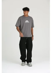 GIA - ART تي شيرت رجالي مريح ذو خيطين مطبوع عليه الحد الأدنى من الحجم