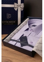 Etikmen Men's Shirt - Lilac, Dobby Pattern, Slimfit, Gift Box
