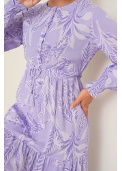 Bigdart 2145 Patterned Hijab Dress - Lilac