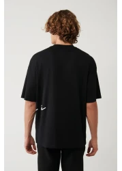 Avva Men's Black 100% Cotton Crew Neck Printed T-Shirt A41Y1038